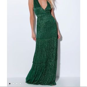 Lulus Falling Star Teal Green Maxi Dress